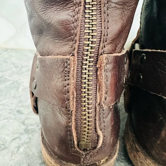 Frye Rich Brown Leather Boots - New Sz 7 Made in Mexico - Picture 6 of 14
